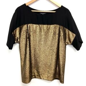 Lafayette 148 | Gold Sequin Dolman Sleeve Blouse